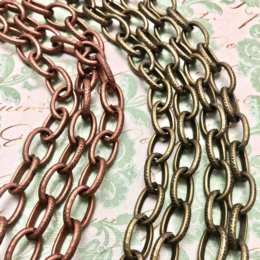 2 Styles Vintage Brass Plated Chain (Sold By The Foot) 9x13mm