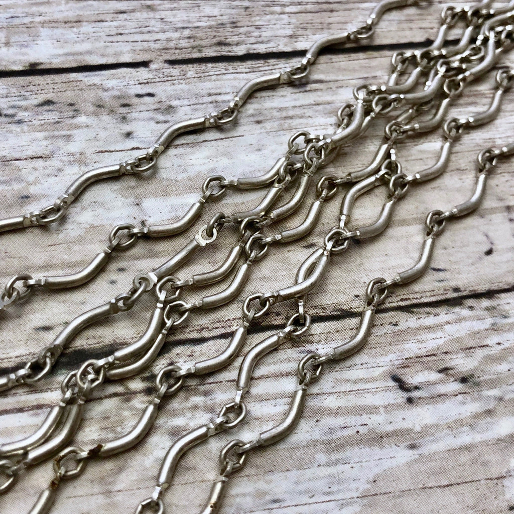 Curved Silver Color Metal Chain (Sold By The Foot) 2x13mm (SILV31)
