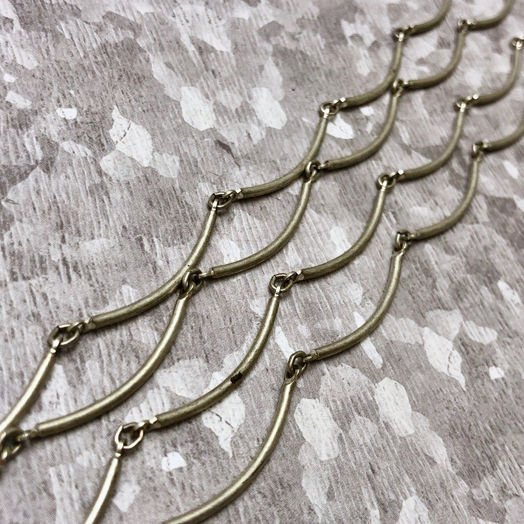 Silver Curved Bar Chain (Sold By The Foot) 1x30mm