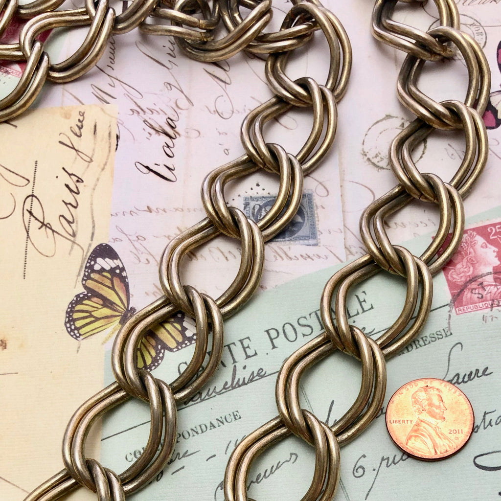 Vintage Double Link Brass Curb Chain 24x28mm (Sold By The Foot) (BRA67)