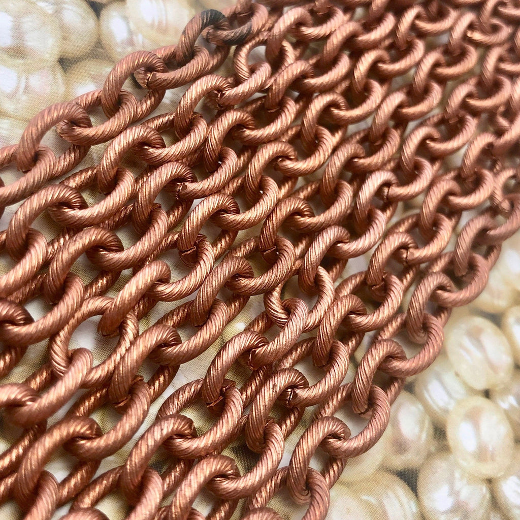 1970s Vintage Copper Chain With Texture (Sold By The Foot) 8x10mm