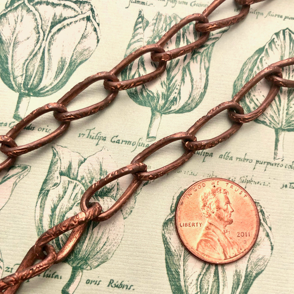 1970s Vintage Copper Curb Chain With Texture (Sold By The Foot) 8x17mm