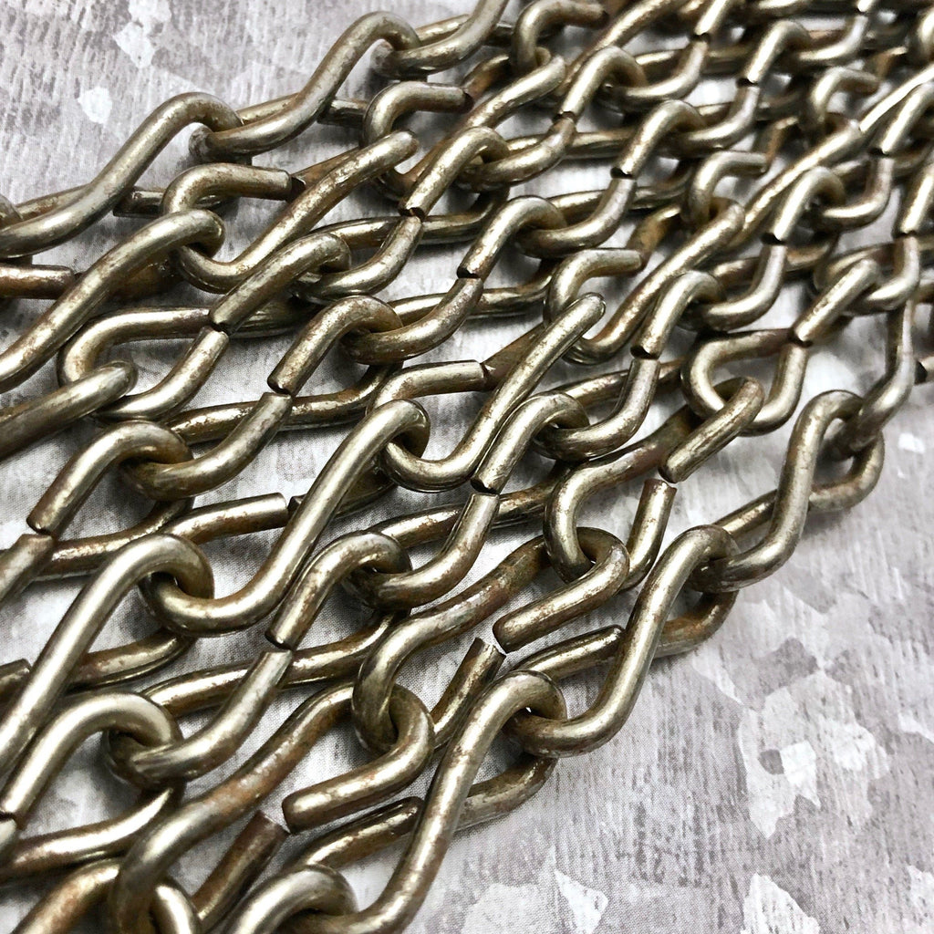 Large Vintage Dull Silver Infinity Chain (Sold By The Foot) 11x26mm
