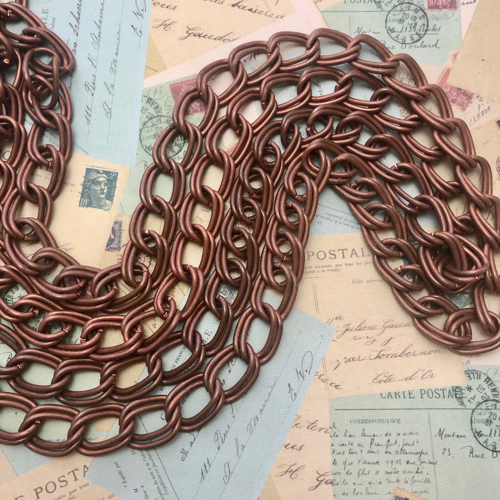 Vintage Double Link Copper Curb Chain (Sold By The Foot) 12x19mm
