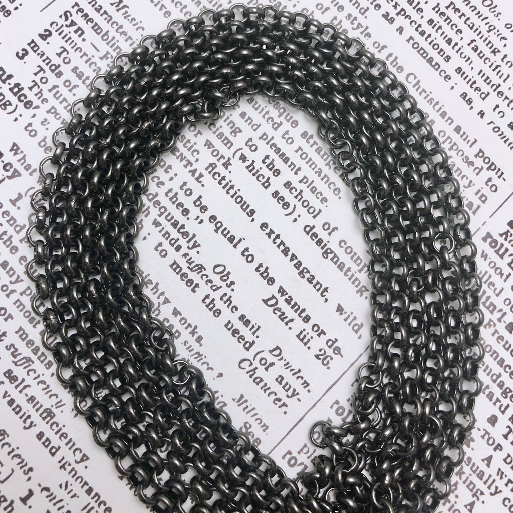 Small Gunmetal Rolo Chain 5mm (Sold By The Foot) (SILV2)