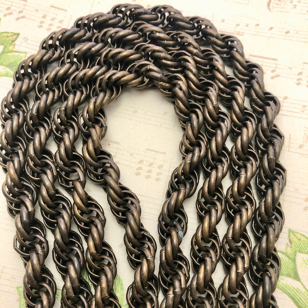 Vintage Woven Bronze Colored Chain (Sold By The Foot) 8mm