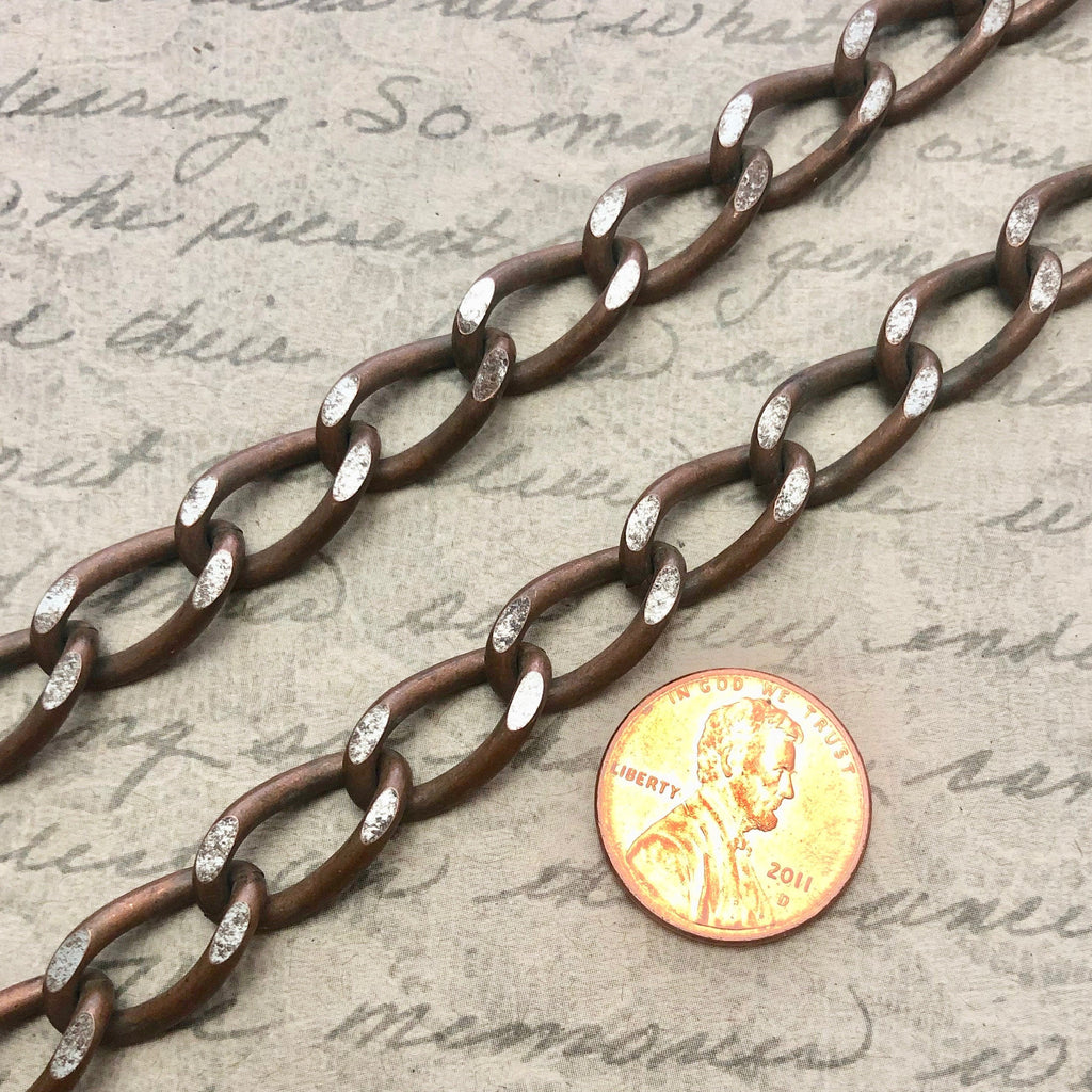 1970s Vintage Copper Curb Chain (Sold By The Foot) 9x16mm