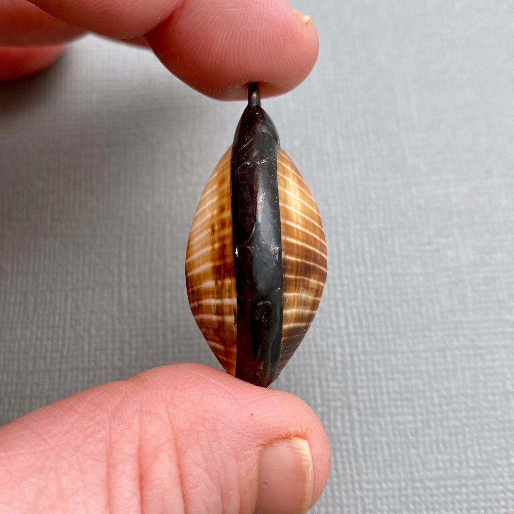 Kaccol Shell Black Patina Hand Soldered Pendant (SHP2)