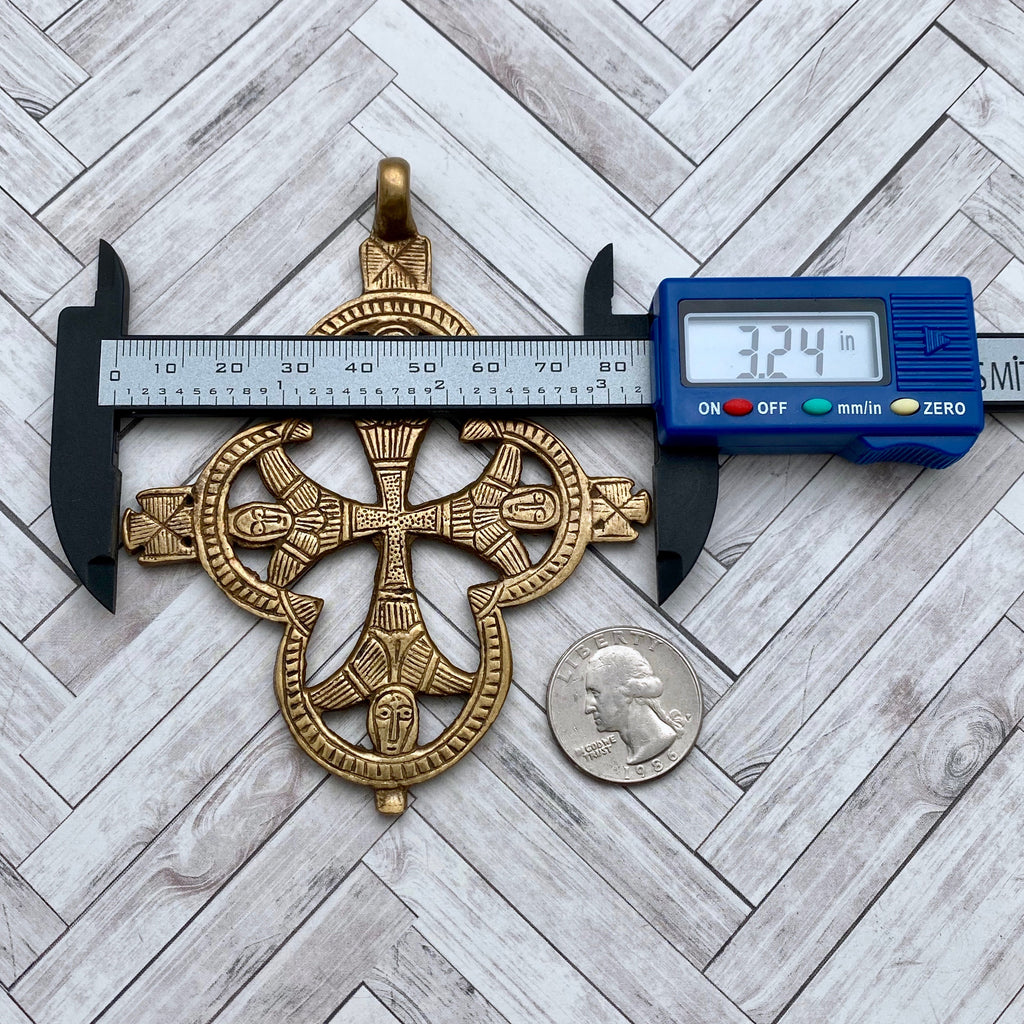 Ethiopian Brass Cross Pendant in Antique Brass & Black Patina (Available In 2 Colors) (LBC15)