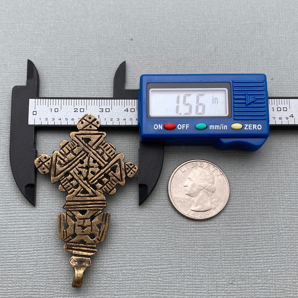 Ethiopian Coptic Cross Pendant In Antique Brass, Black Patina (Choose From 2 Different Colors) (SBC7)