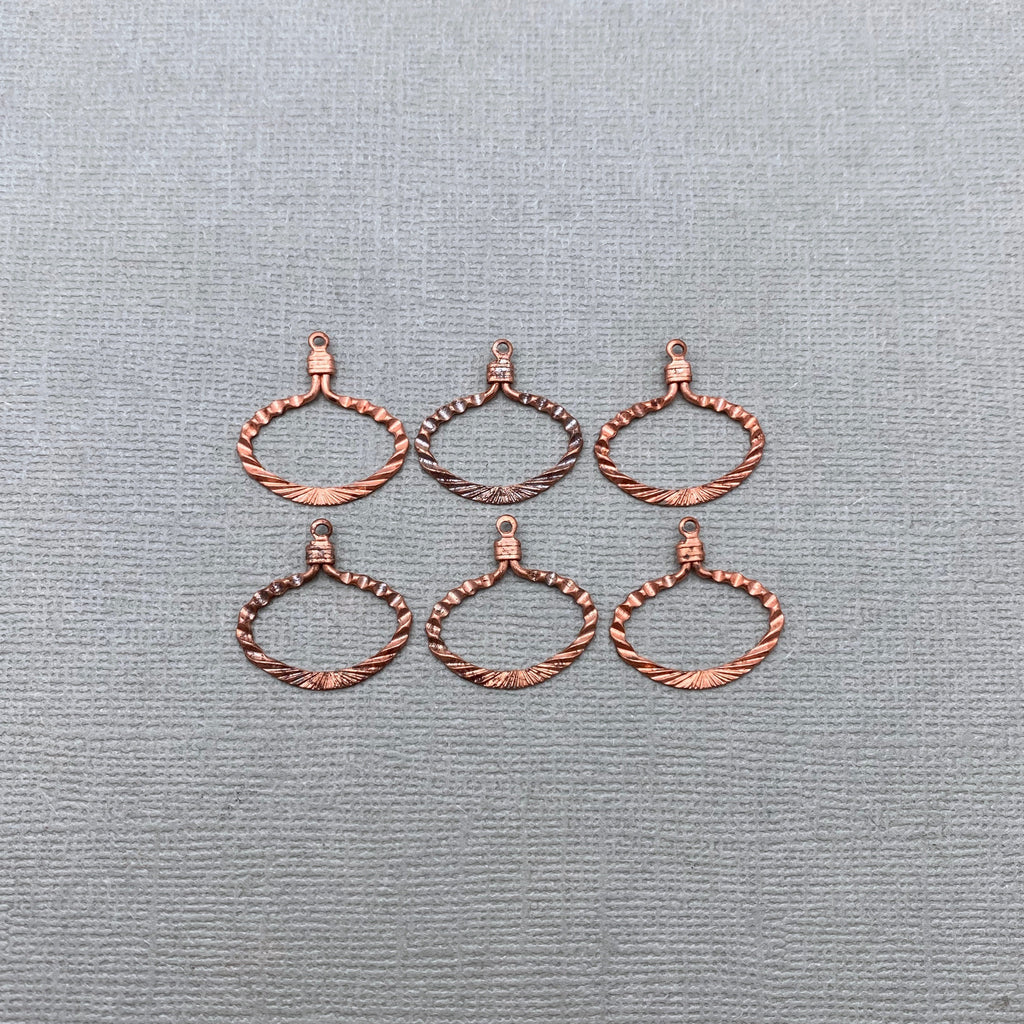 6 Vintage Copper Teardrop Pendants (Available In 2 Options) (MP193)