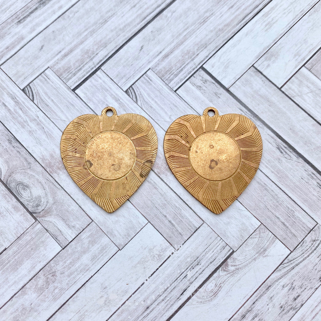 Pair Of Vintage Brass Heart Pendant (BP11)