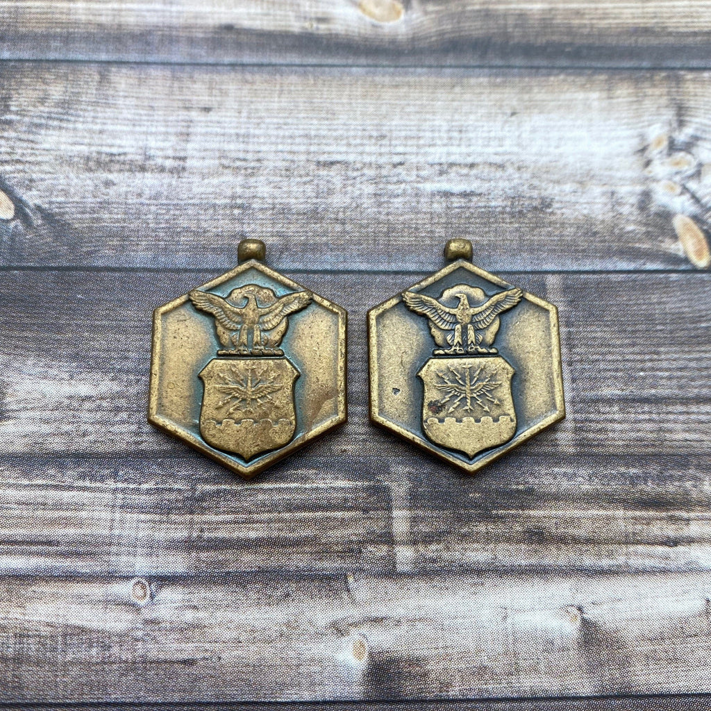 Pair Of Vintage Brass Department Of The Air Force Military Merit Pendant (MP87)