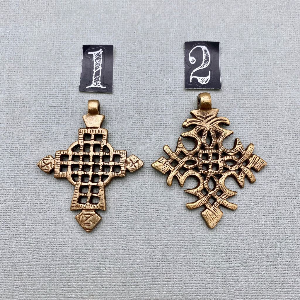 Beautiful Ethiopian Brass Cross Pendant (Available In 2 Options) (LBC64)