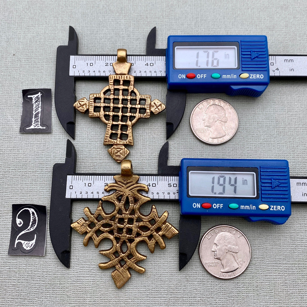 Beautiful Ethiopian Brass Cross Pendant (Available In 2 Options) (LBC64)