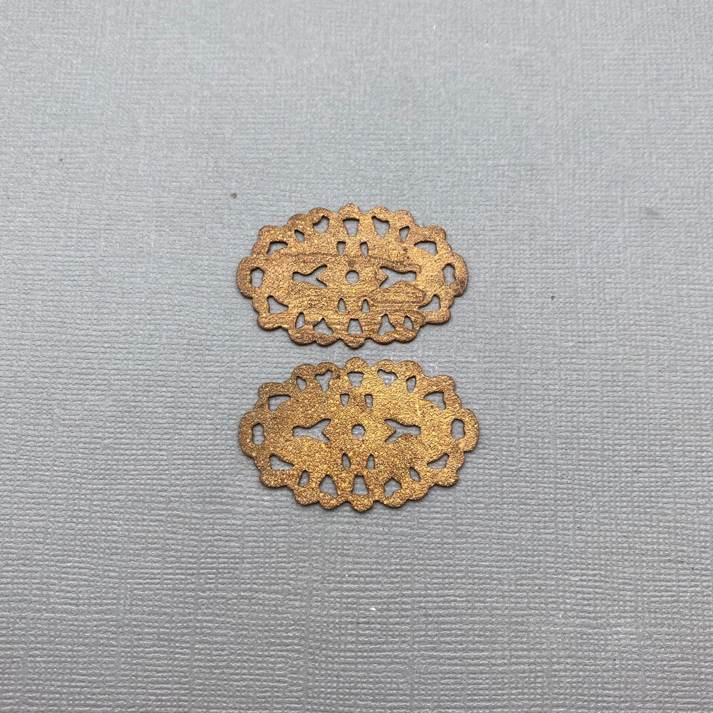Pair Of Vintage Filigree Brass Connector Pendants (BP77)