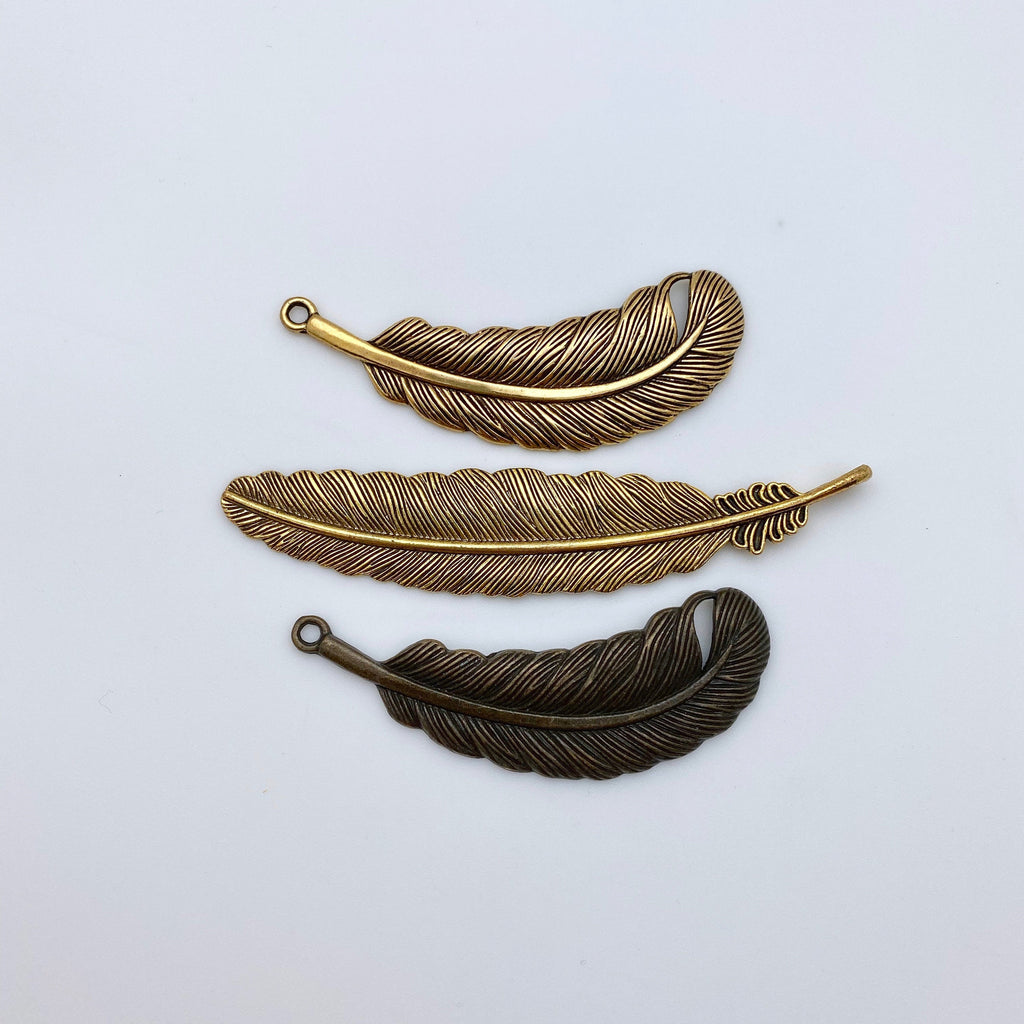 Feather Metal Pendants (Available In 3 Options & 2 Colors: Gold Or Bronze) (MP39)