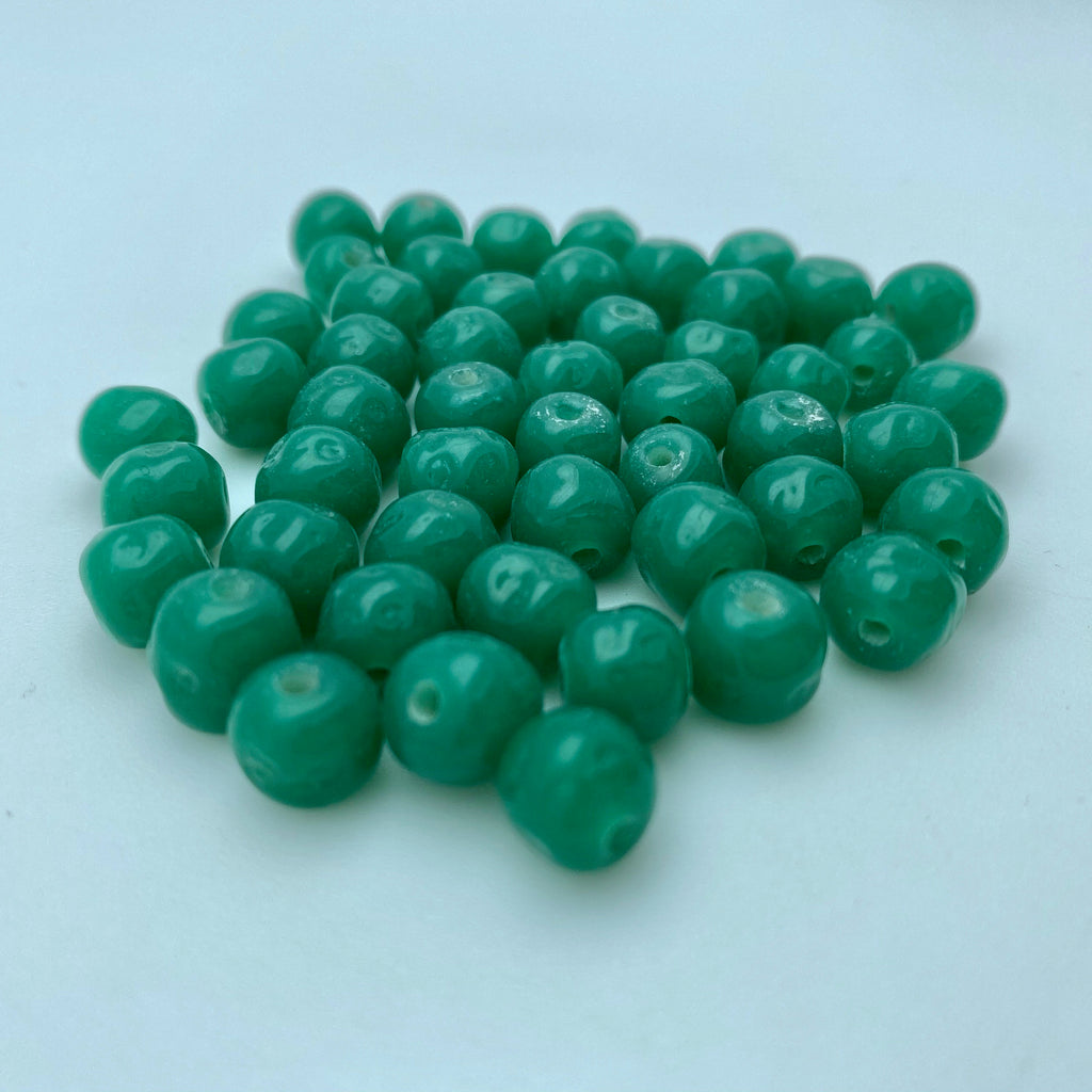 Vintage Vibrant Green Japanese Cherry Brand Glass Beads (8mm) (GJG3)