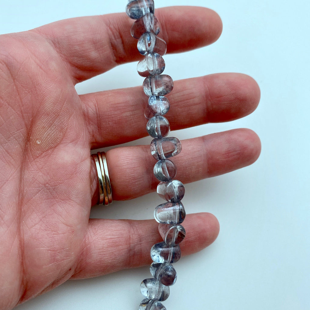 Clear Translucent Ocean Blue Gumdrop Czech Glass Beads (8x10mm) (SCG51)