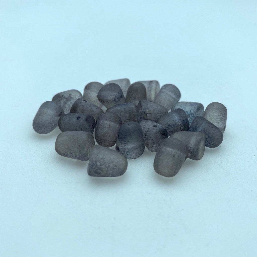 Milky Gray Matte Finish Gumdrop Czech Glass Beads (8x10mm) (SCG52)