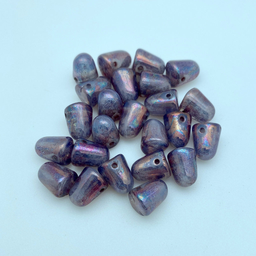 Translucent Purple With Pink Hue Gumdrop Czech Glass Beads (8x10mm) (SCG59)