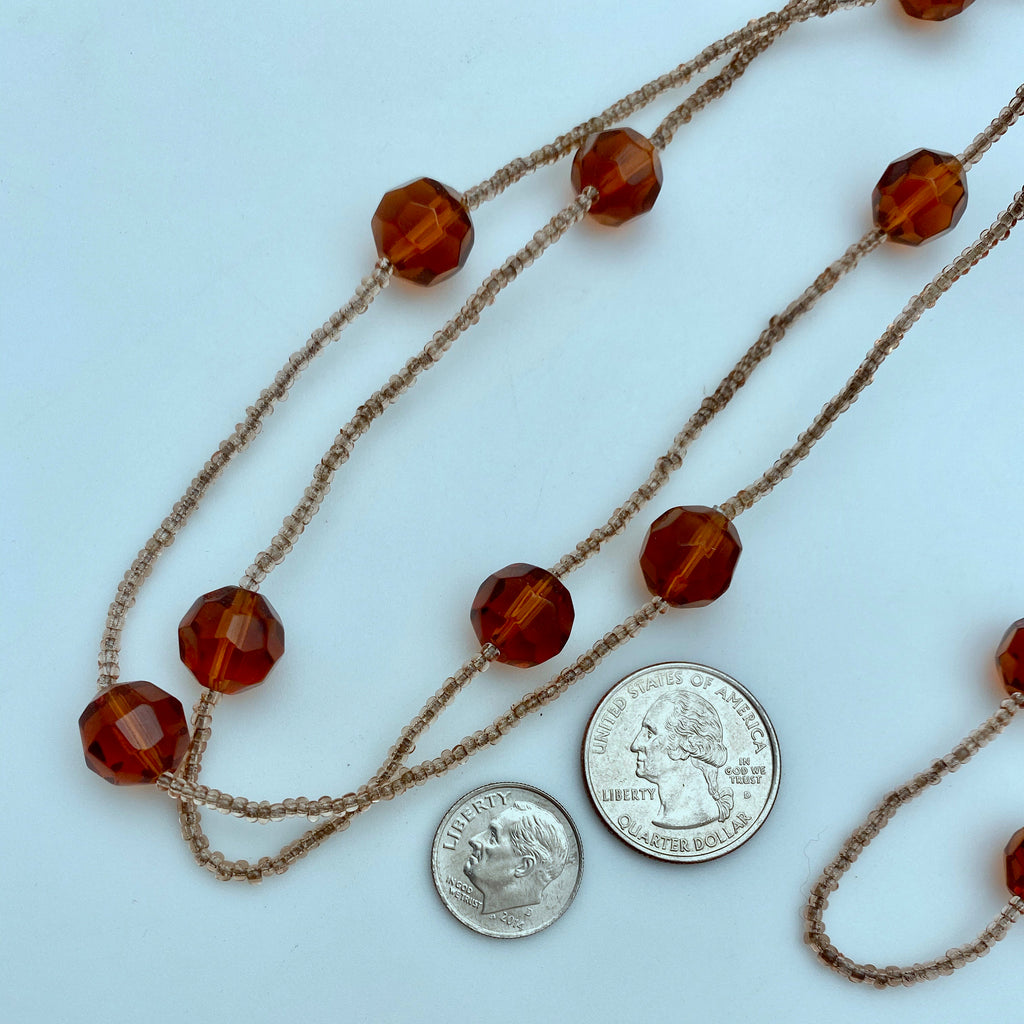 Vintage Brown Beaded Czech Glass Necklace (59 Inches) (BDN1)