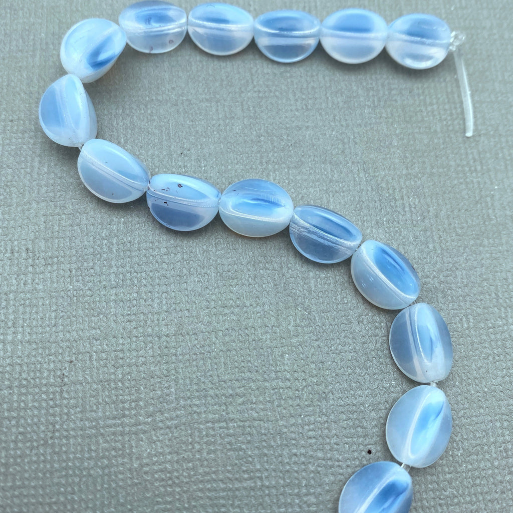 Vintage Translucent Blue & Clear 3-Sided West German Beads (8x10mm) (BGG12)
