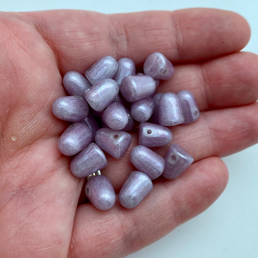 Pinkish Purple Fire Polished Gumdrop Czech Glass Beads (8x10mm) (SCG54)