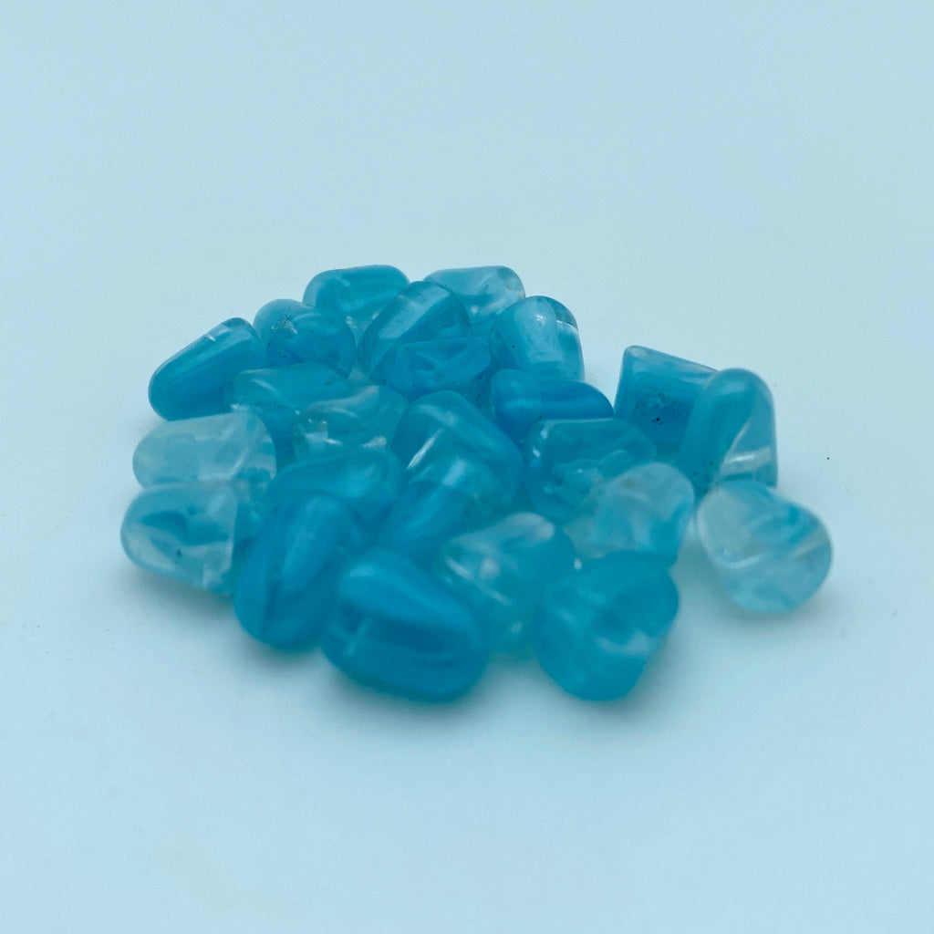 Clear Blue Gumdrop Czech Glass Beads (8x10mm) (SCG60)
