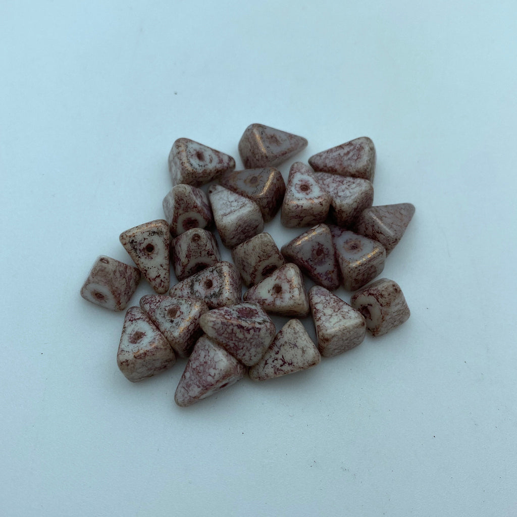 Opaque Cream Off White Czech Glass Pyramid Spike Beads (7x11mm) (SCG166)