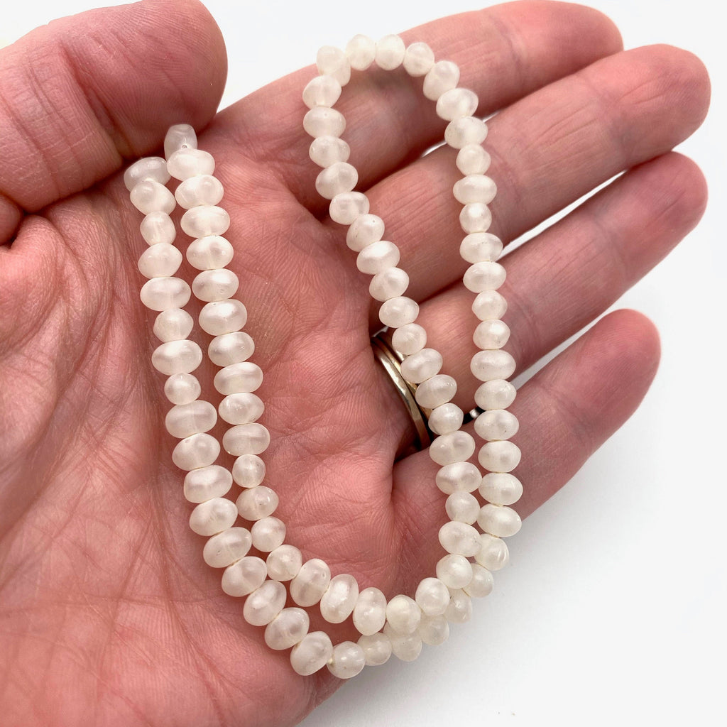 Vintage Off White Cream Bean Pearl India Glass Beads (4x7mm) (CIG1)