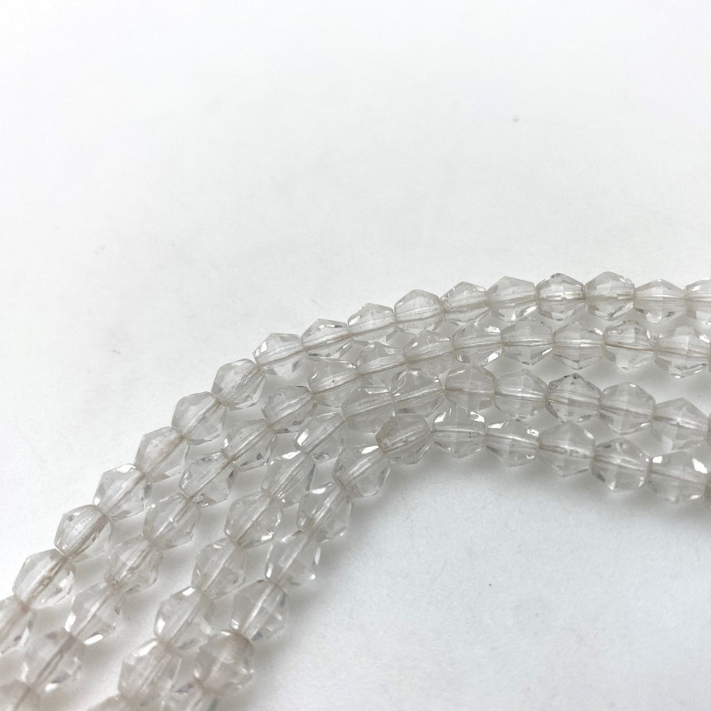 Vintage Faceted Clear Bicone Czech Glass Beads (5mm) (CCG18)