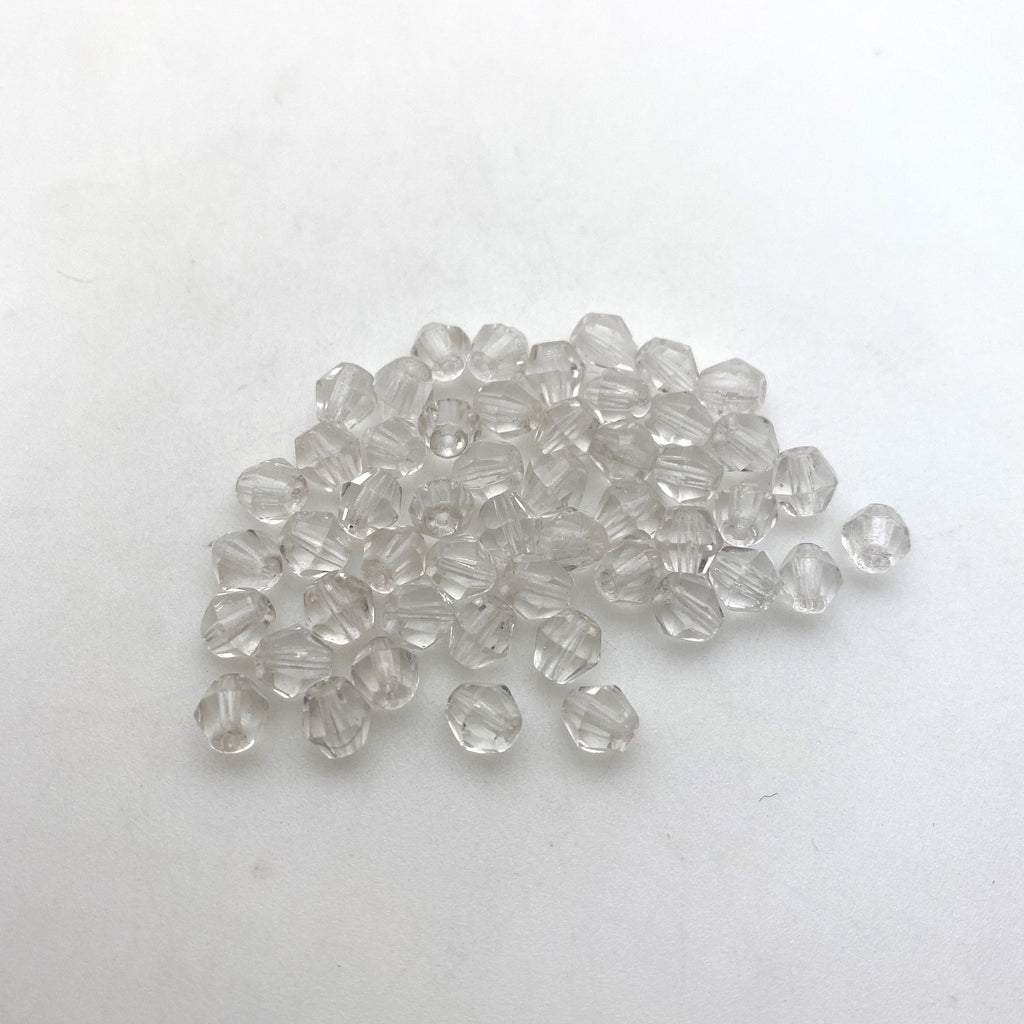 Vintage Faceted Clear Bicone Czech Glass Beads (5mm) (CCG18)
