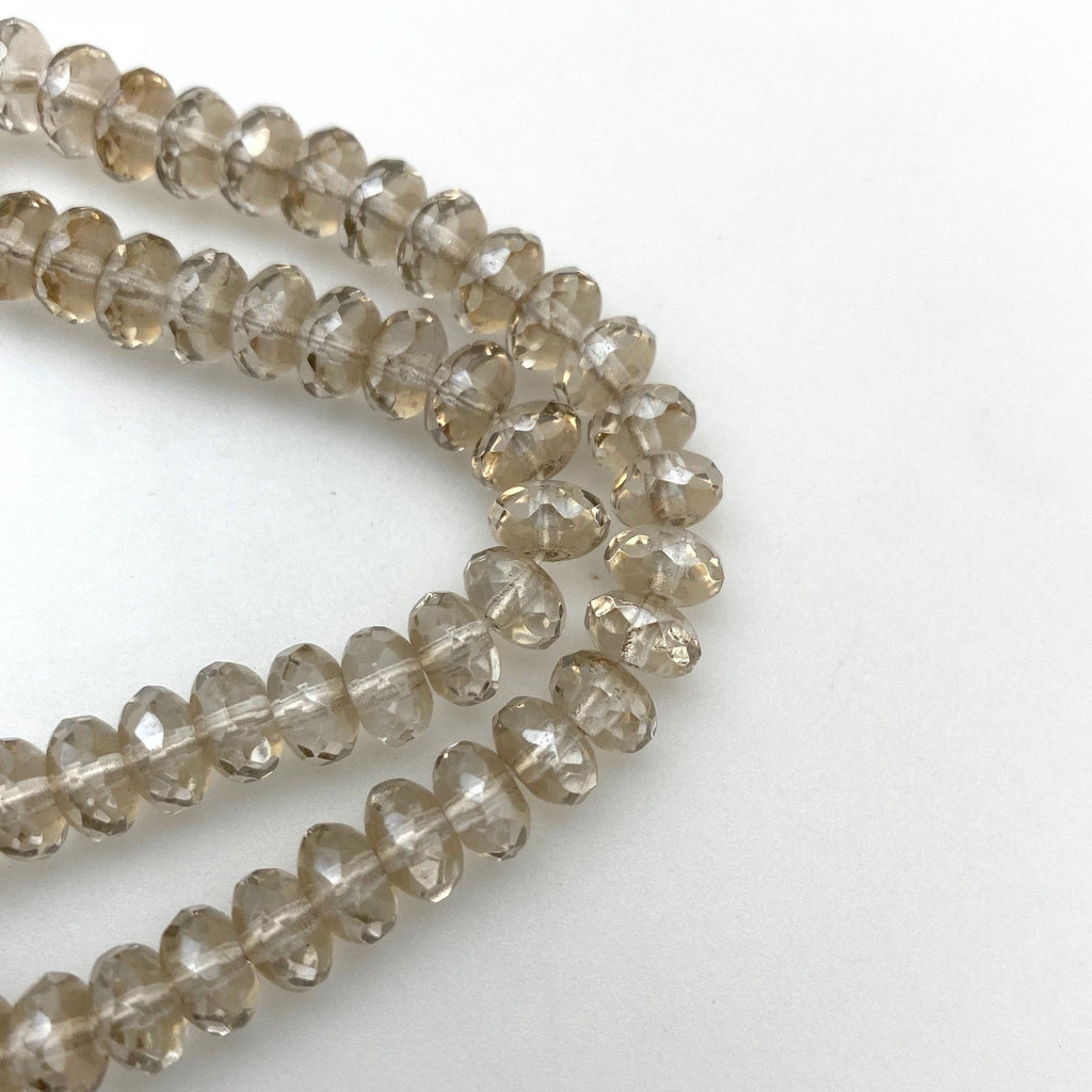 Faceted Clear & Champagne Czech Glass Rondelle Beads (4x7mm) (CCG9)