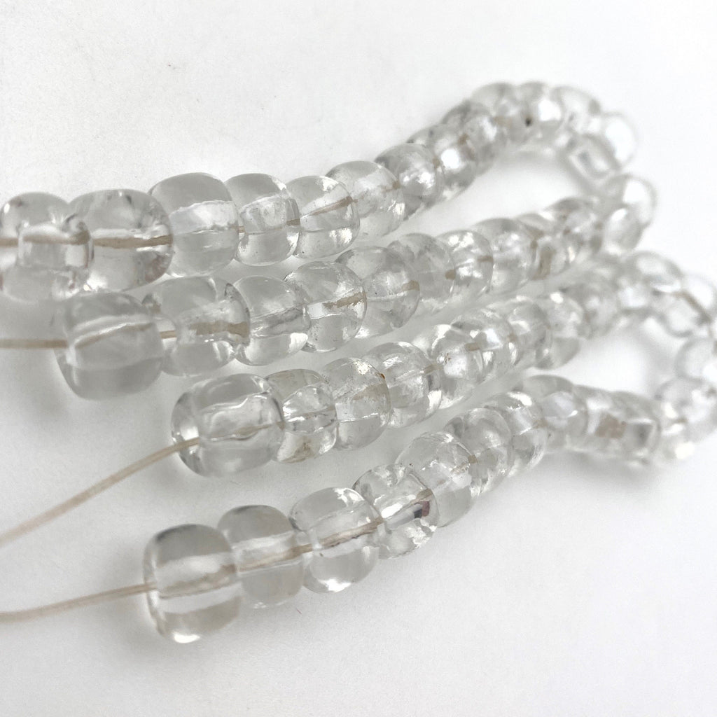 Vintage Thick Clear Translucent Czech Glass Barrel Beads (7x8mm) (CCG23)