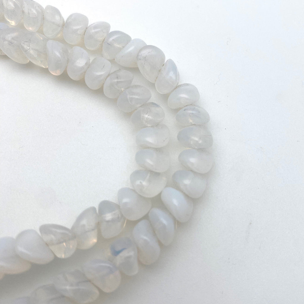 Vintage Transparent Milky Clear German Glass Beads (6x8mm) (CGG1)