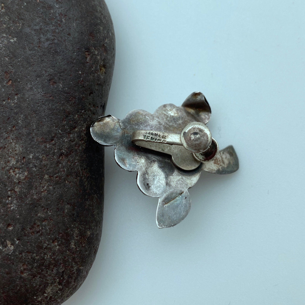 1940&#39;s Vintage Mexican Sterling Silver Grape Screw Back Earrings (ER90)