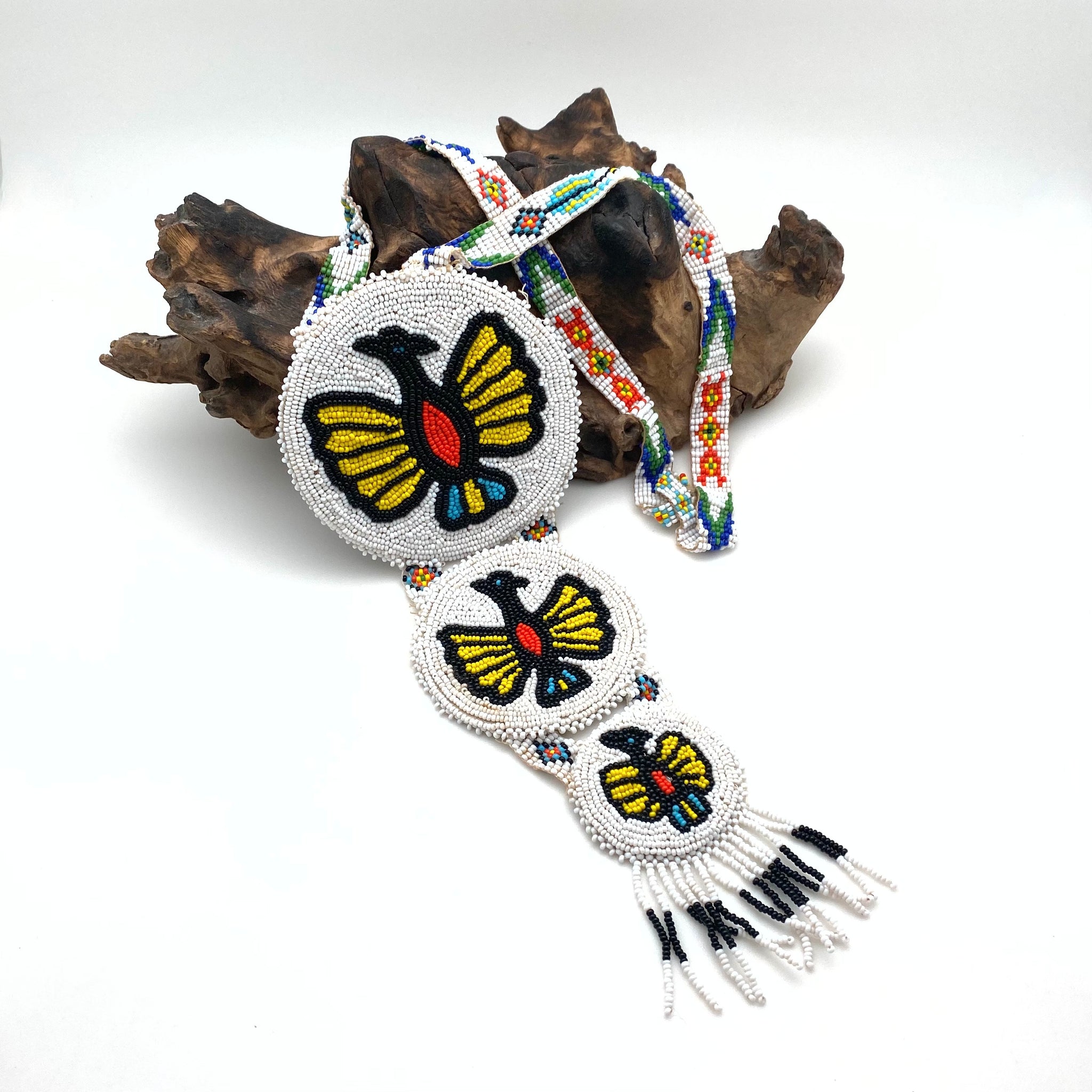 Vintage Beaded Native American 3-Tier Thunderbird Leather Necklace (24 –  The Mod Ant