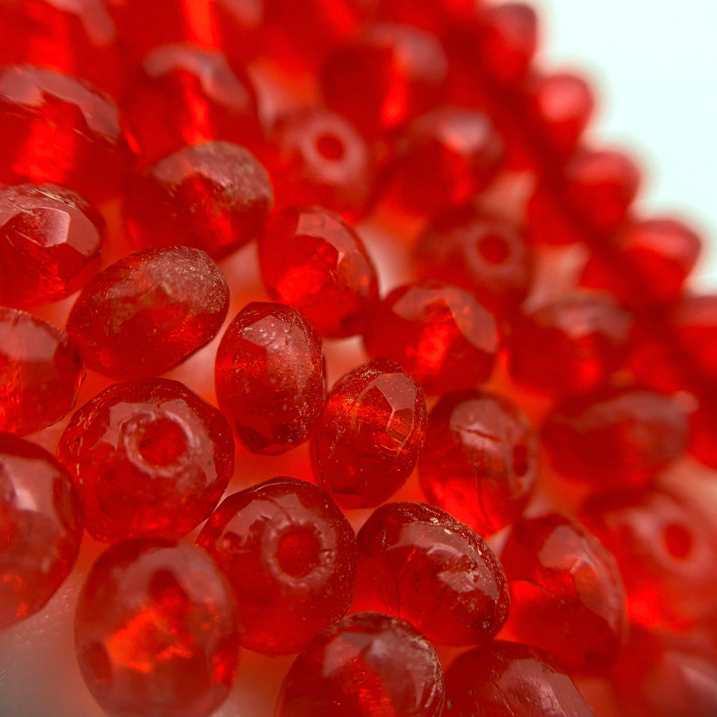 25 8mm Ruby Red, Garnet Czech glass beads, firepolished, faceted round beads,  C6525 – Glorious Glass Beads