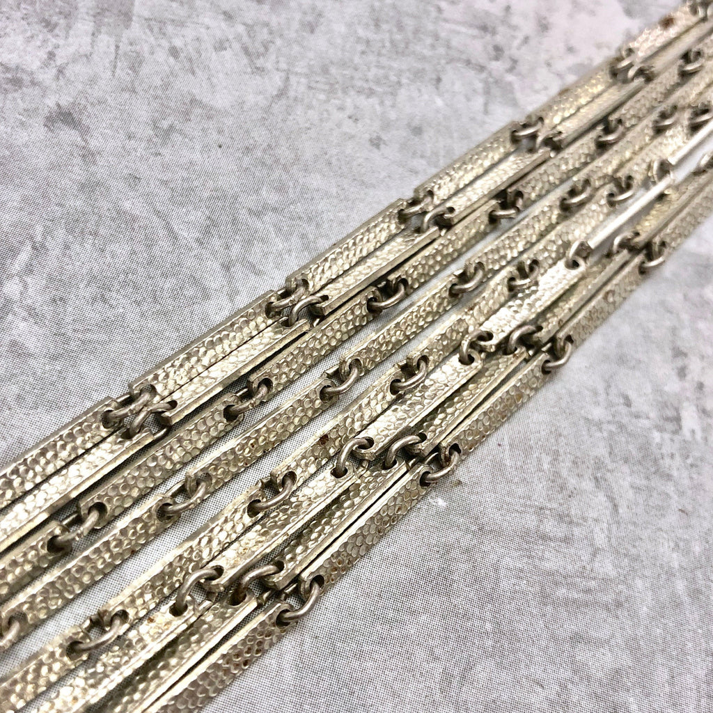 Silver Brass Textured Chain 2x15mm (Sold By The Foot) (SILV24)
