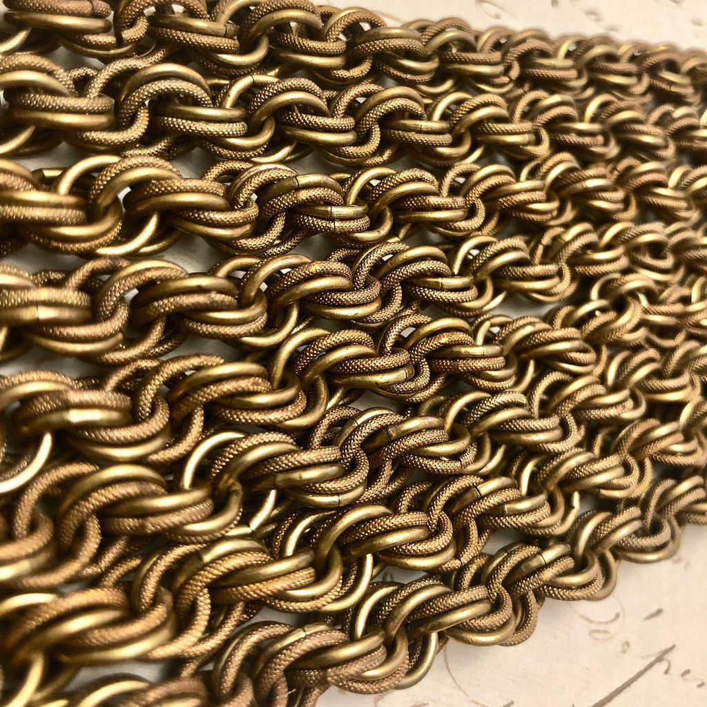 Woven Vintage Brass Chain 9x9mm (Sold By The Foot) (BRA14)