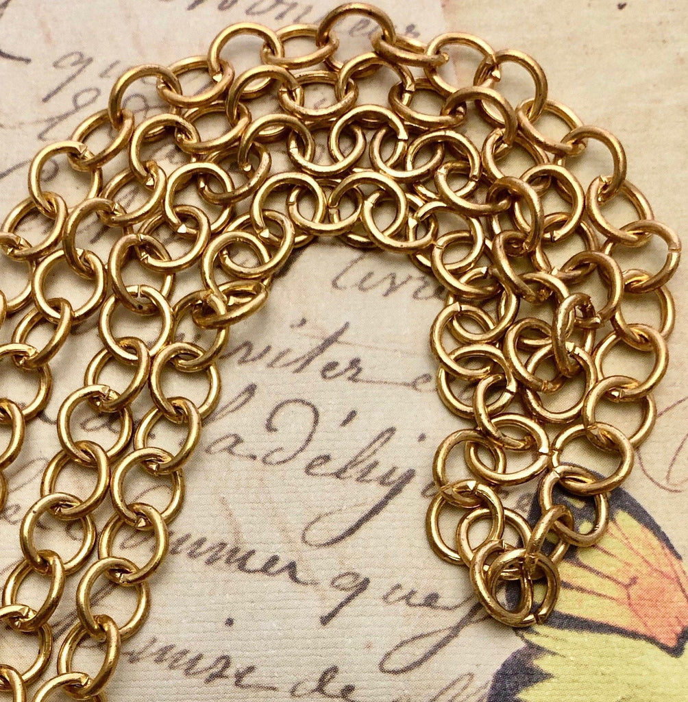 Shiny Vintage Round Brass Chain 6mm (Sold By The Foot) (BRA23)
