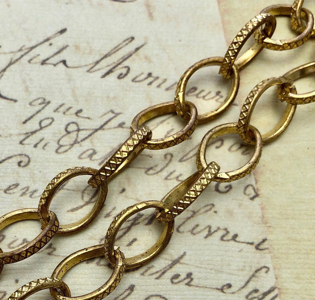 Textured Brass Chain 10x13mm (Sold By The Foot) (BRA5)