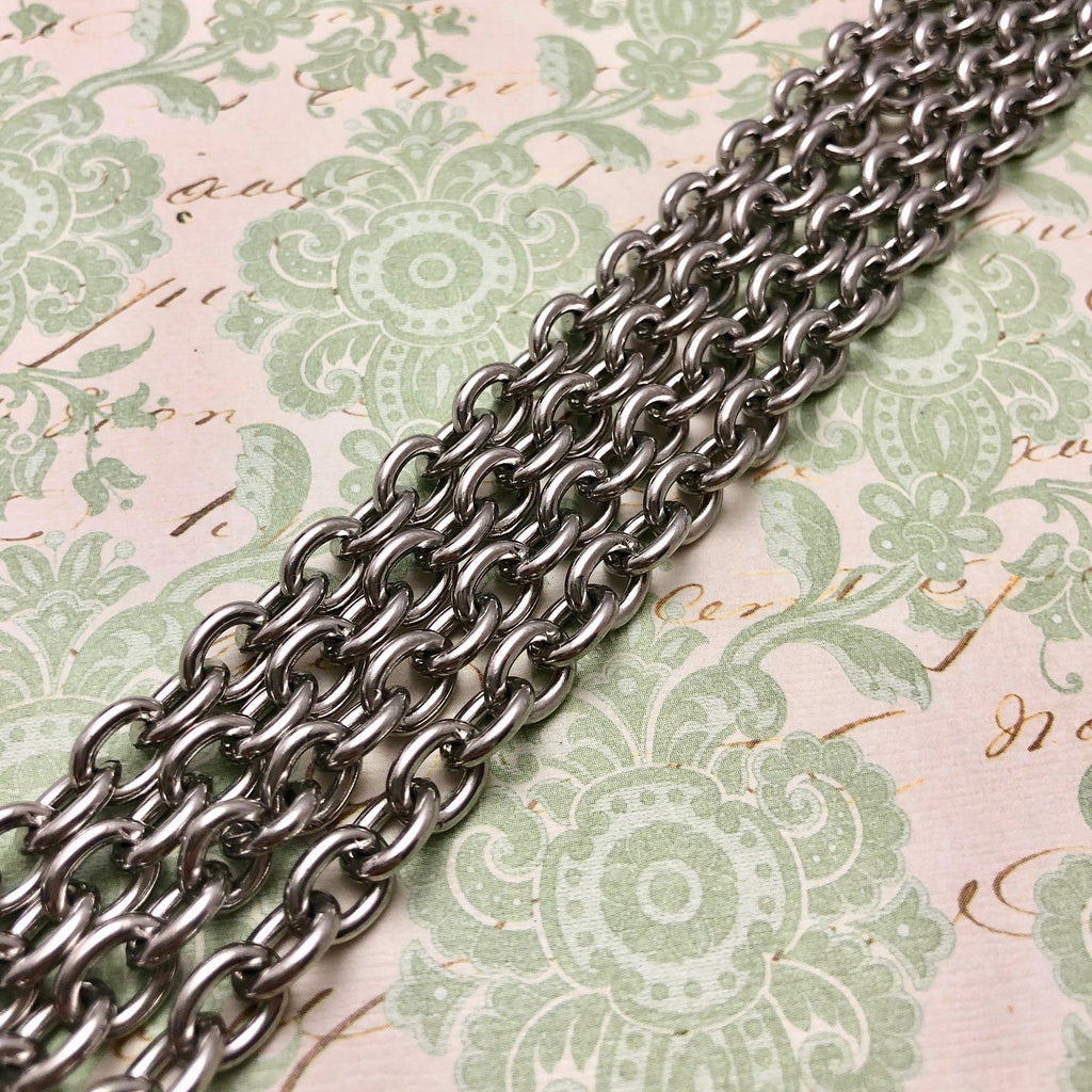 Silver Brass Shiny Metal Chain (Sold By The Foot) 7x8mm