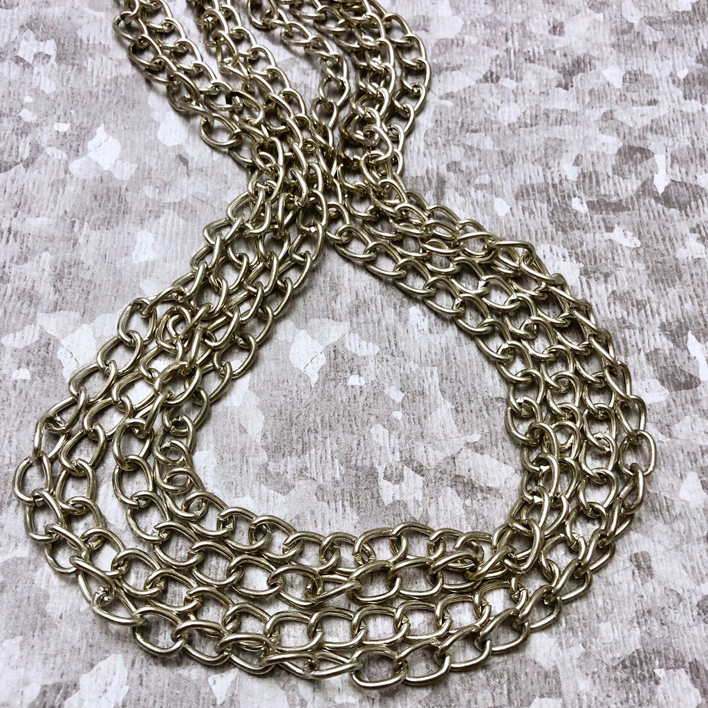 Silver Colored Metal Curb Chain (Sold By The Foot) 6x8mm (SILV18)