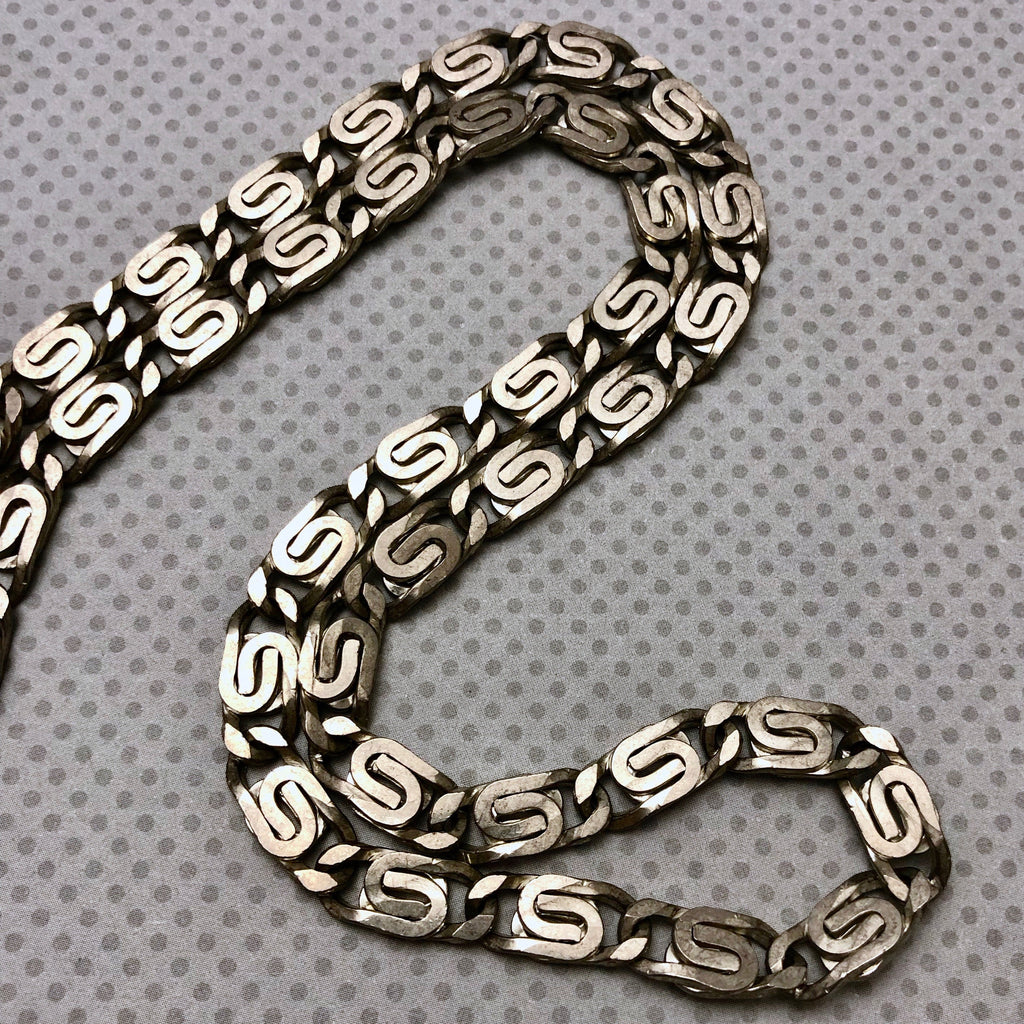 Vintage Silver Interlocked Chain (Sold By The Foot) 8x17mm