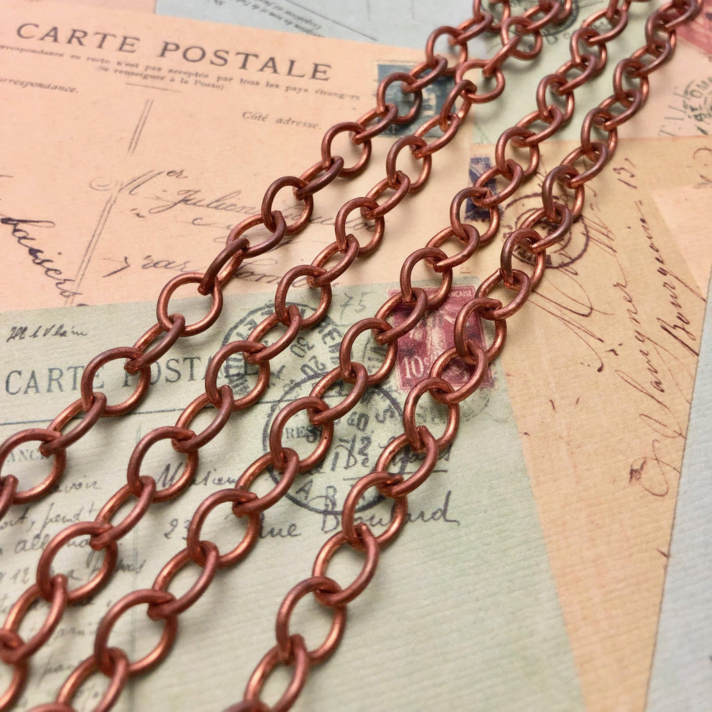 Antique Copper Ox 6x7.75mm Teardrop Link Chain by the Foot-c