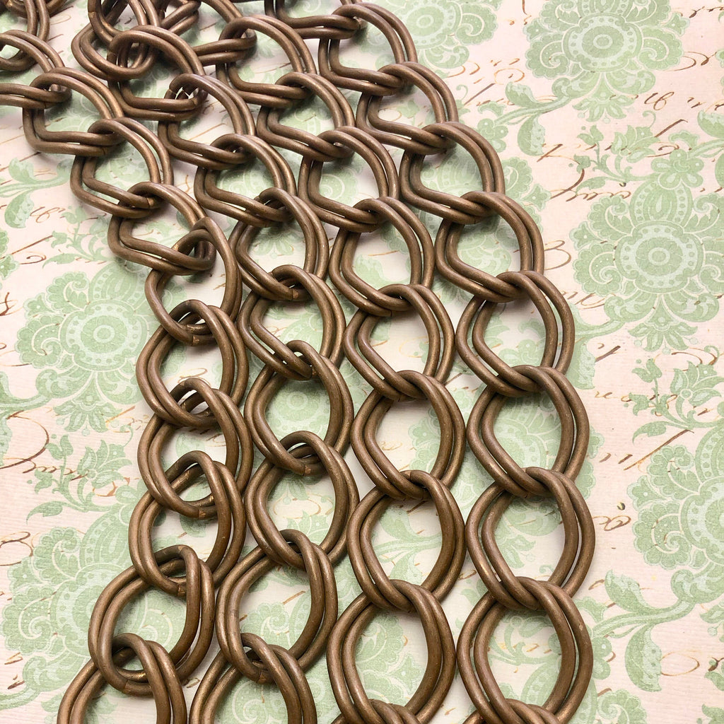 Vintage Double Link Brass Curb Chain 24x28mm(Sold By The Foot) (BRA62)