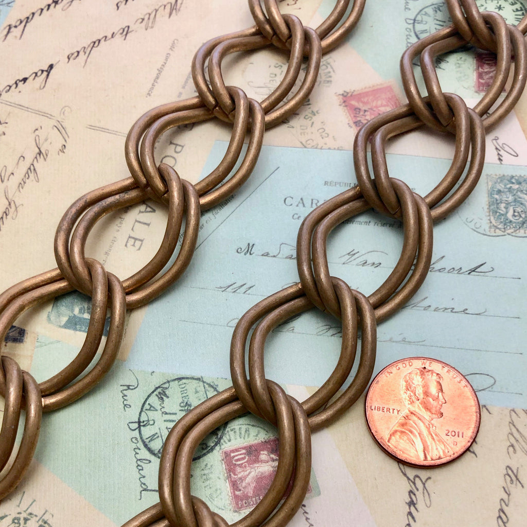Vintage Double Link Brass Curb Chain 24x28mm (Sold By The Foot) (BRA63)
