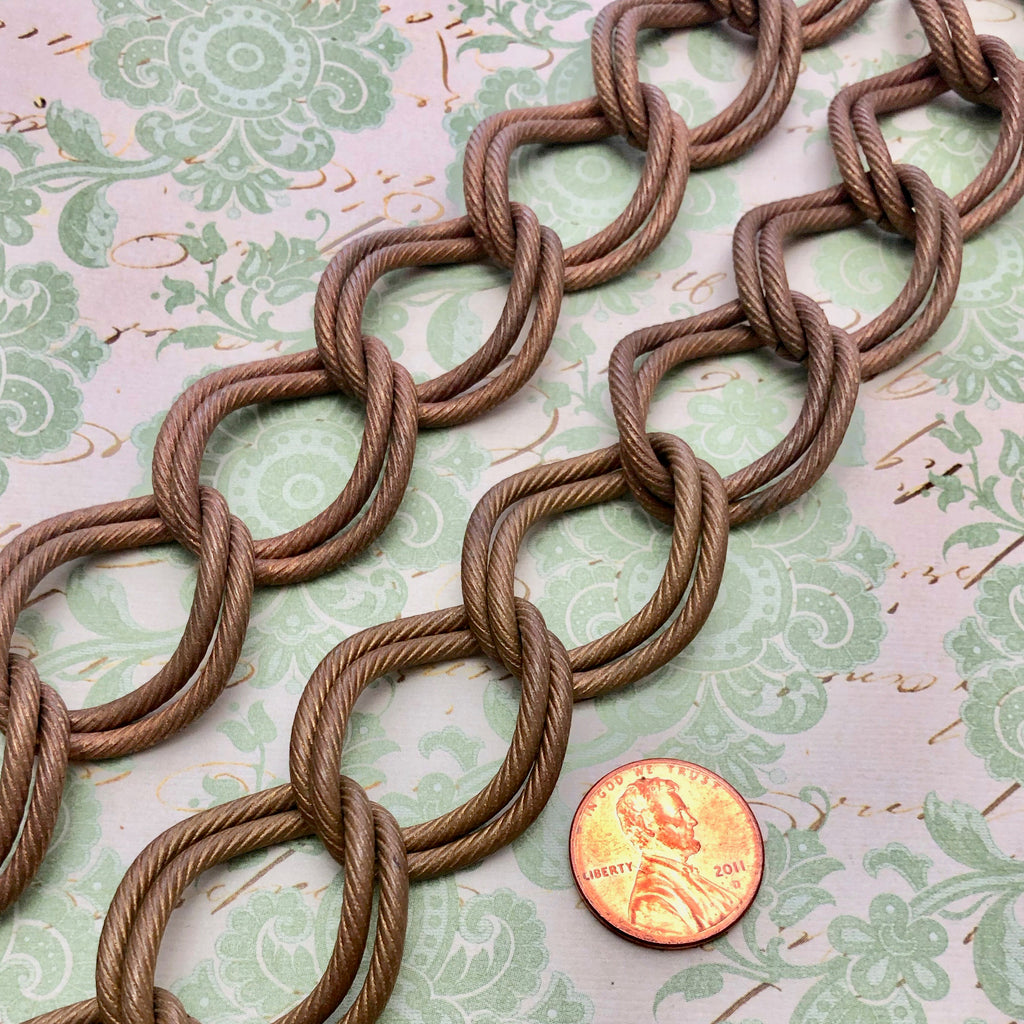 Vintage Double Link Brass Curb Chain 26x32mm (Sold By The Foot) (BRA66)